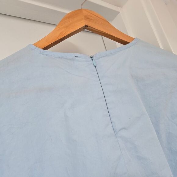 Essentiel Antwerp Becha Ruffle Poplin Oversized Tent Dress Blueberry Light Blue - Picture 7 of 15
